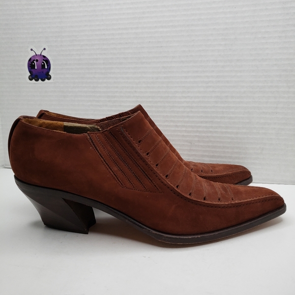 Via Spiga Brown Suede Slip On Cowgirl Boots - Picture 3 of 11